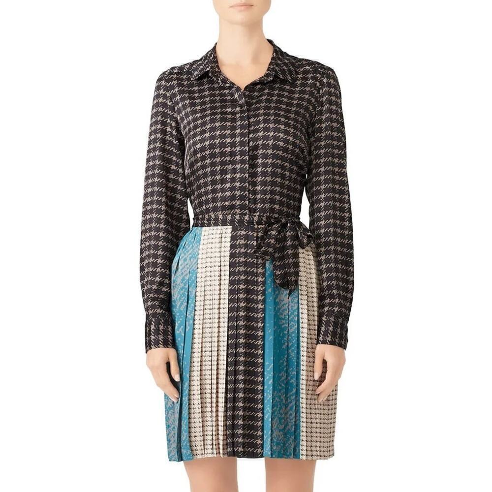 Deby Debo Picoq Dress Printed Pleated Shirtdress Mini Blue Multicolor Small